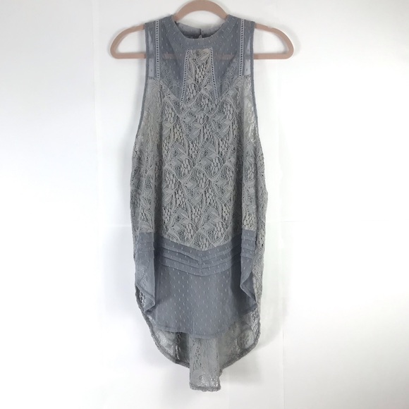 Free People Tops - Free People Maisie Lace Tunic Top Blue Sleeveless